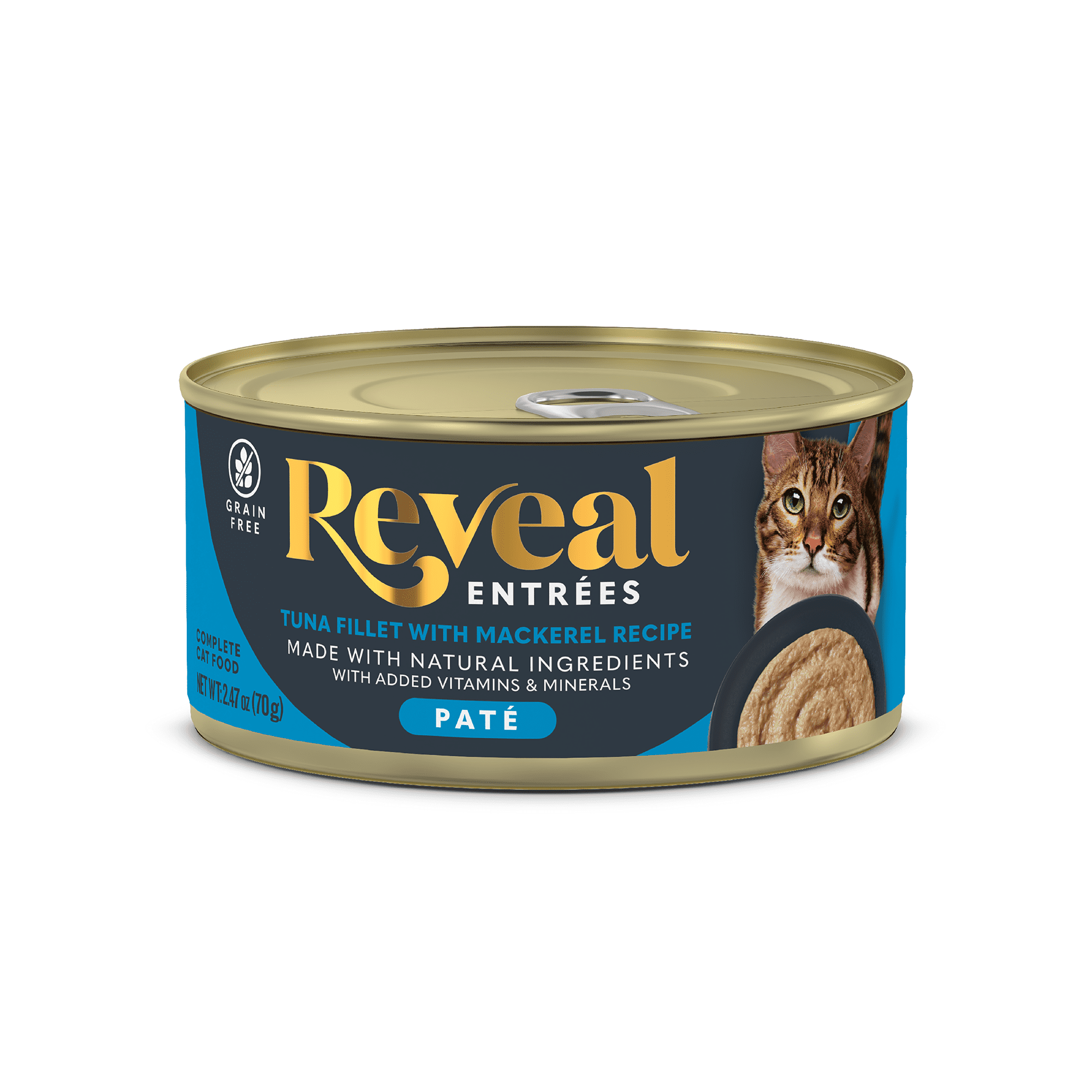 Reveal Pet Food, Tuna Fillet with Mackerel Recipe Entree Pate, 24ct of 2.47 oz cans