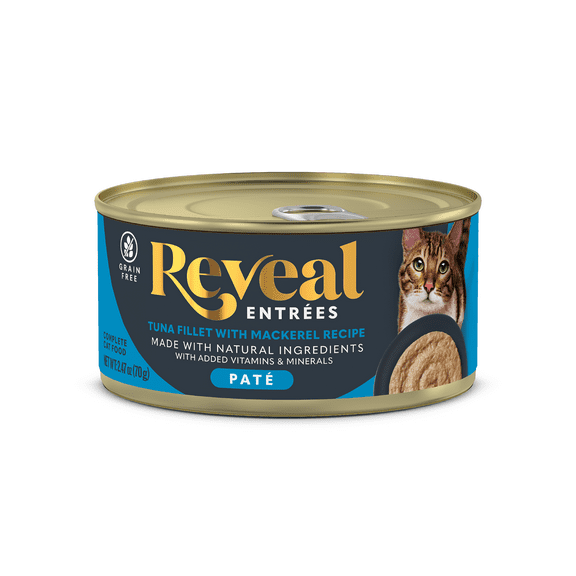 Reveal Pet Food, Natural Wet Cat Food, Tuna Fillet with Mackerel Recipe Entree Pate