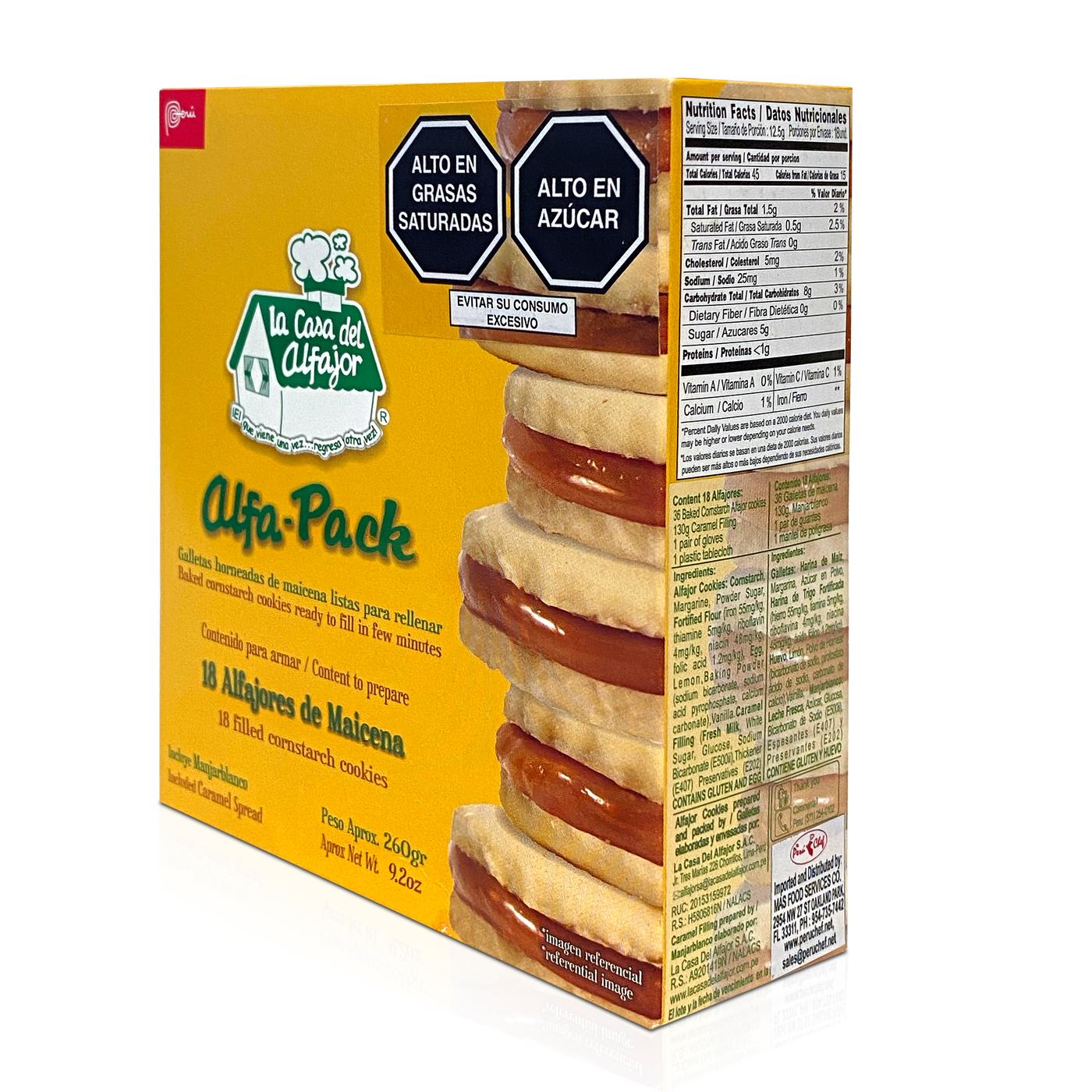 La casa del alfajor 18 alfajores de Maicena Peru | 18  Peruvian Filled Cornstarch Cookies Box