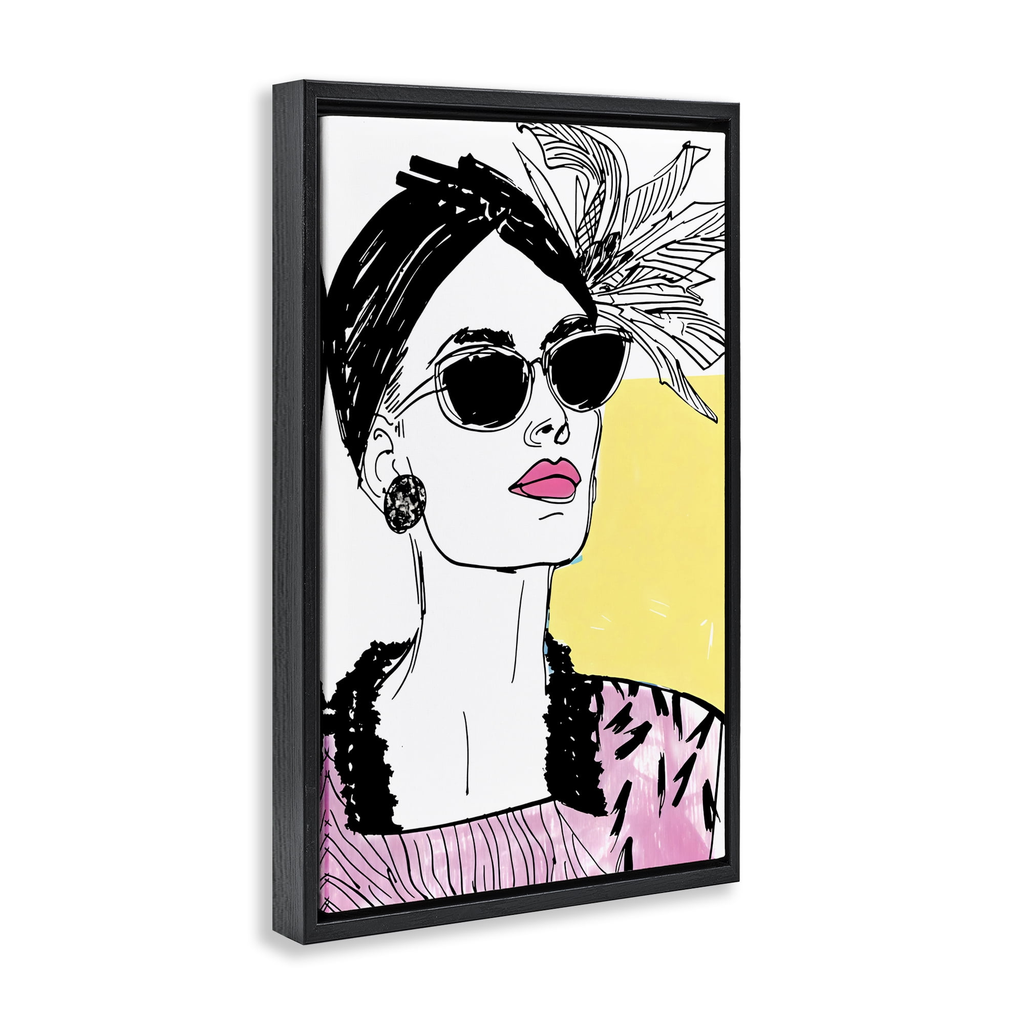 Stupell Industries The Rebel Muse Portrait Black Framed Floater Canvas Wall Art, design by Andrea Haase
