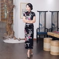 thumbnail image 1 of Vestido cheongsam mejorado de primavera y verano, vestido largo de satén con estampado para banquetes diarios, ropa de actuación para mujer, 1 of 6