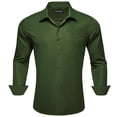 thumbnail image 4 of Solid Colors Mens Dress Shirt Matching Tie Set Formal Business Wedding Shirts Long Sleeve Button Down Casual Green 6PCS, 4 of 6