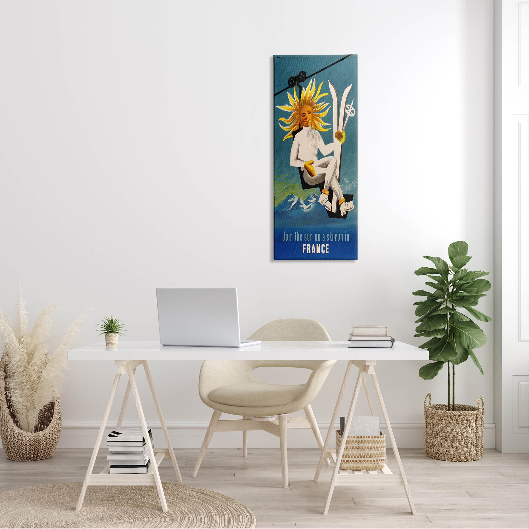 Stupell Industries Sun Skiing In France Phrase Graphic Art Gallery Wrapped Canvas Print Wall Art, Design by Marcus Jules