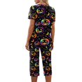 thumbnail image 6 of Women's Halloween Loungewear Set Short Sleeve Crew Neck Top and Capri Pants with Pockets All Over Ghost Pattern Breathable Soft Pajama Set for Daily Casual Wear Multicolor L, 6 of 6