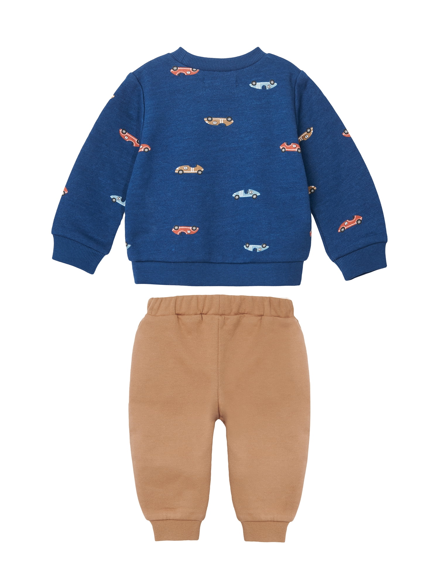 Wonderluxe Baby Boys' Long Sleeve Fleece Sweatshirt and Jogger, 3-Piece Set, Sizes 0-3M-24M