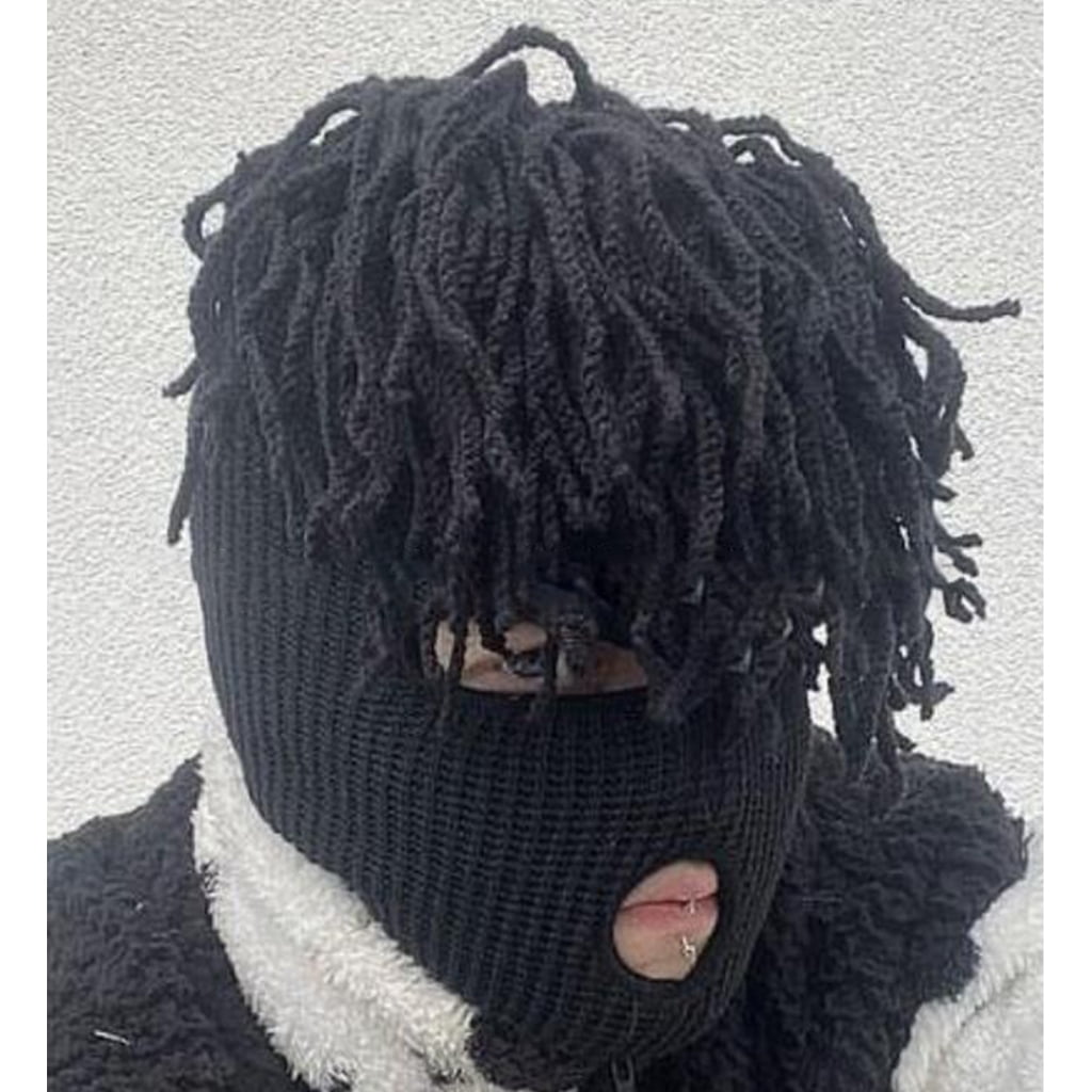 Tibvox Knitted Full Face Cover Ski Mask for Men, Halloween Thermal Winter Warm Knit Beanie Balaclava for Outdoor Sports