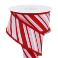 thumbnail image 2 of Red Pink White Christmas Stripe Ribbon - 2 1/2" x 10 Yards, Fuzzy Edge, 2 of 4