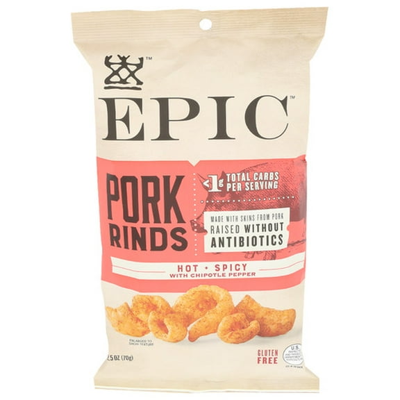 Epic Pork Rind Hot and Spicy 2.5 oz (Pack of 12)
