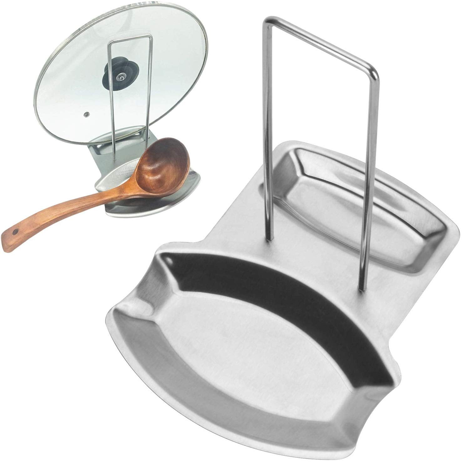 FAGINEY 1Pc Home Kitchen Stainless Steel Spoon Holder Pot Lid Shelf Cooking Rack Pan Cover Stand