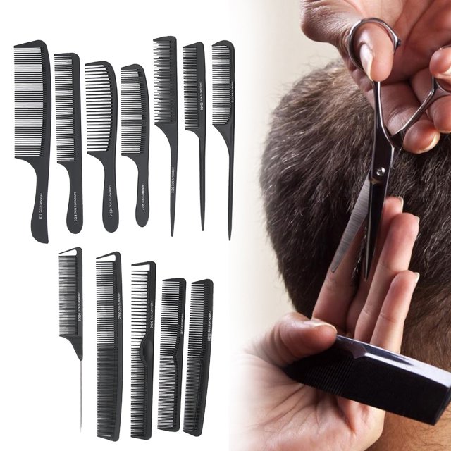 12PCS Professional Styling ,12PCS Professional Styling Comb Set, Fashion Combs MultiSize Hairdressing Styling Hair Cutting Barber Stylist Tools Set Tail Teasing Waves Pick Combs