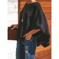 thumbnail image 3 of Women's Oversized Loose Off Shoulder Batwing Sleeve Hollow Knitted Pullover Sweater Jumper Tops, Black, Small, 3 of 6