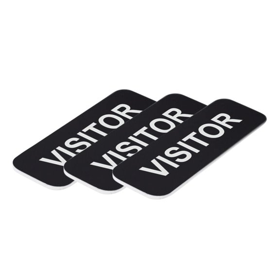 Visitor 1 x 3" Name Tag, Black (3 Pack)