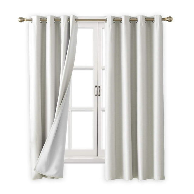 Deconovo Cortinas opacas en blanco crudo plateado de 132 x 183 cm con aislamiento térmico para ventanas