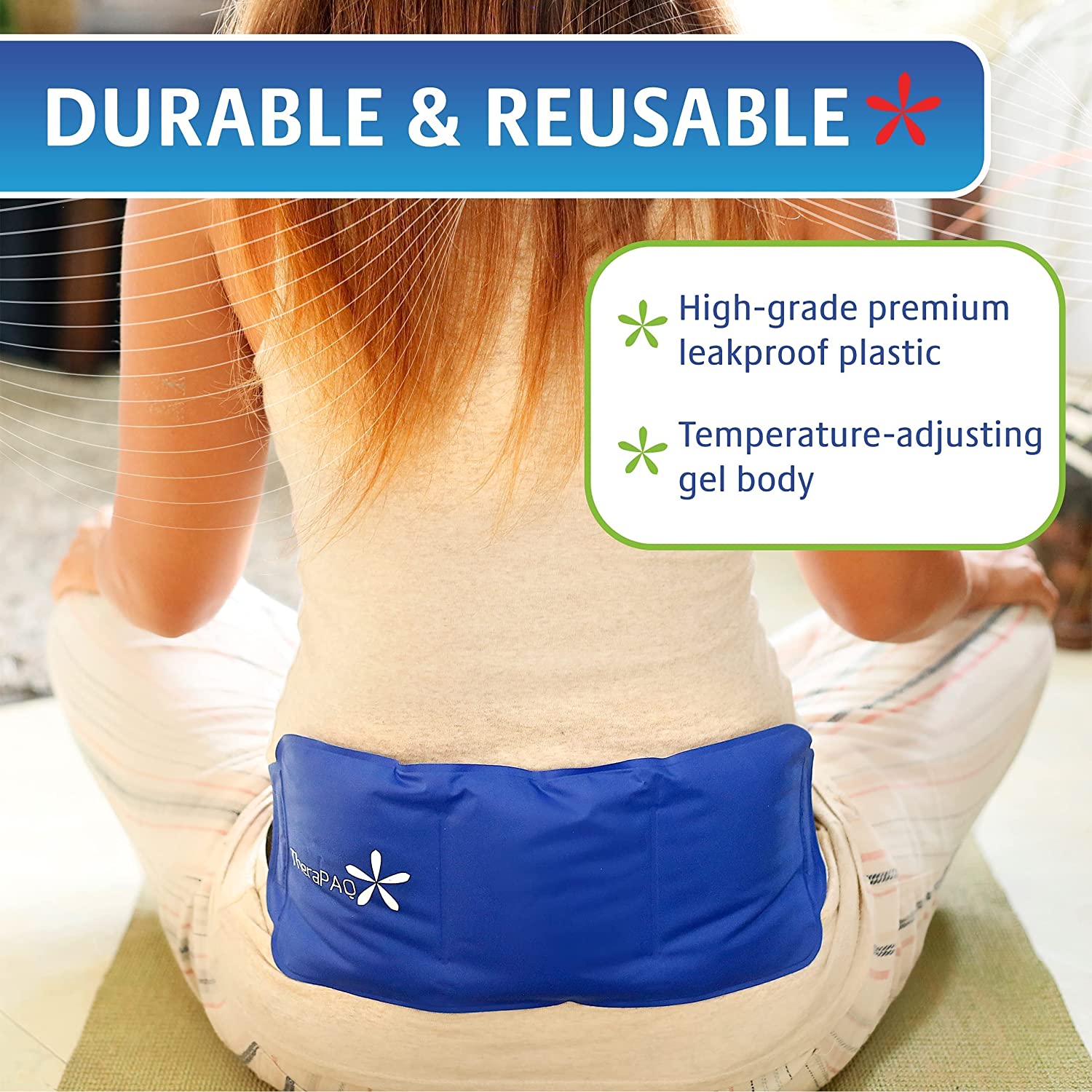 TheraPAQ Ice Packs for Injuries Reusable Version - Adjustable 14 x 6 Inch Hot and Cold Gel