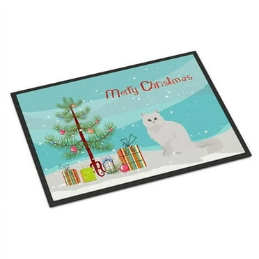 Carolines Treasures CK4758MAT 18 x 27 in. Chinchilla Persian Style Longhair Cat Merry Christmas Indoor or Outdoor Mat