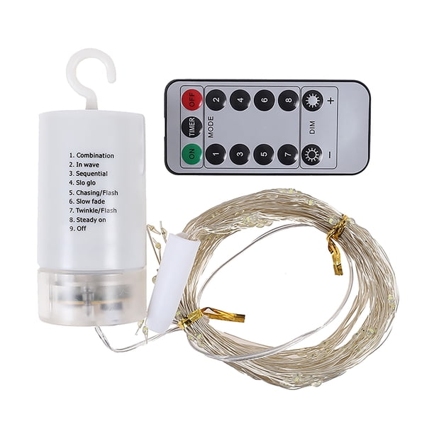 Luces de hadas con diseño de cascada, 200 LED, control remoto, 8 modos de iluminación, temporizador y brillo ajustable, alimentación por 4 pilas AA, color cálido, sin pilas incluidas, ideal para