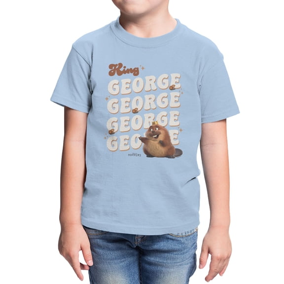 Disney Pixar Hoppers King George Name Stack Youth T Shirt (Light Blue, XS-XL)