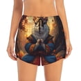 thumbnail image 4 of Lsque Maple Leaf Meditating Squirrel Printed Women's Running Shorts with Liner Pockets,Elastic Quick Dry Workout Athletic Gym Yoga Shorts,Womens High Waist Shorts-XX-Large, 4 of 9
