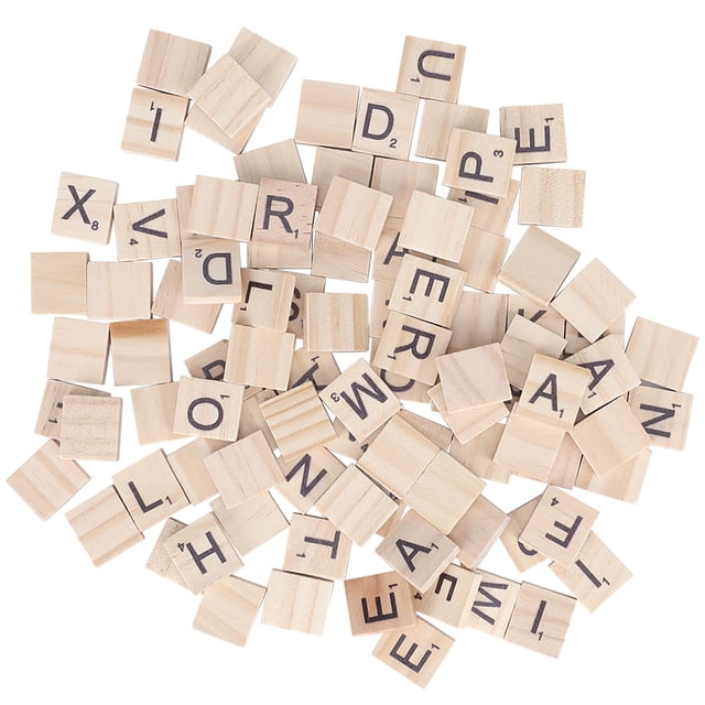 100 Uds. Azulejos de letras de madera, azulejos del alfabeto de madera, letras mayúsculas AZ para manualidades, colgantes, hechizos