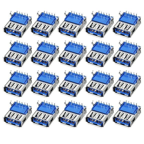 PCB USB Connector Type-A 3.0 Female Jack 9 Pin Bend Foot 90 Degree  20 pcs