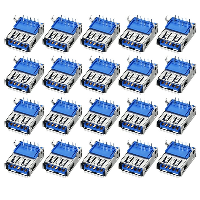 Conector USB PCB tipo A 3.0 hembra 9 pines pie doblado a 90 grados 20 pcs