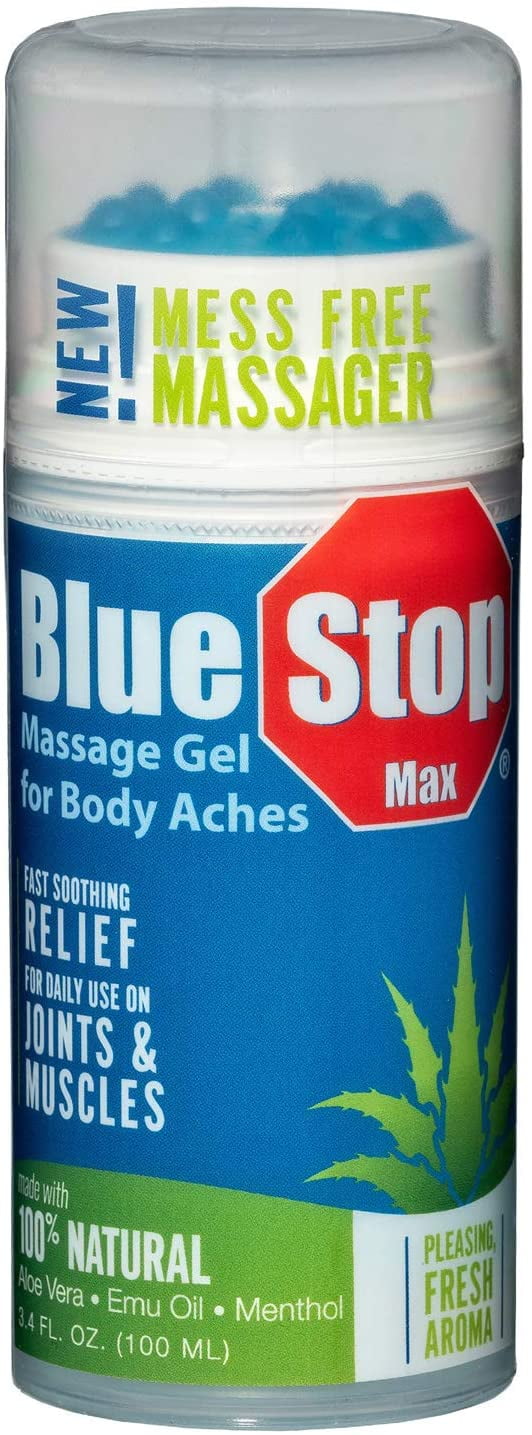 Blue Stop Max® Massage Gel for Muscle and Joint Aches, 3.4 fl oz Massaging Applicator