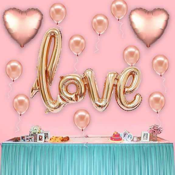 41.7 inch Latex Rose Gold Love Balloons, Valentines Day Engagement Heart Ballons for Wedding Baby Shower Anniversary Party Decorations