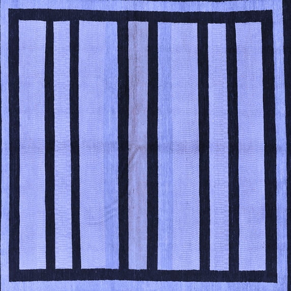 Ahgly Company Machine Washable Indoor Square Abstract Blue Modern Area Rugs, 6' Square