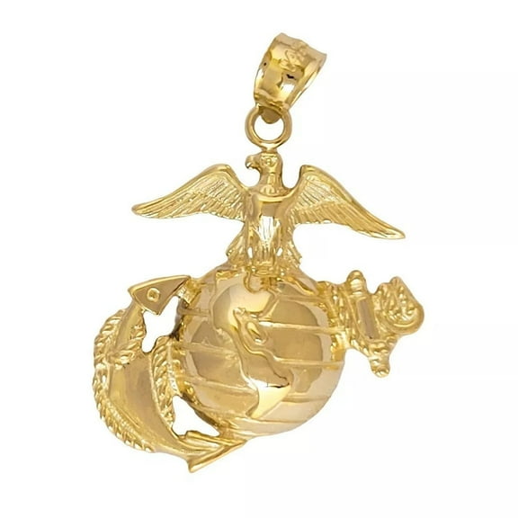 14k Yellow Gold Eagle Globe Anchor Pendant, Made in USA