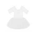 thumbnail image 3 of CHICTRY Kids Girls Gymnastics Ballet Leotard Dress Tulle Ballet Dance Tutu Skirt with Built-in Briefs Dance Outfit White 4-5, 3 of 7