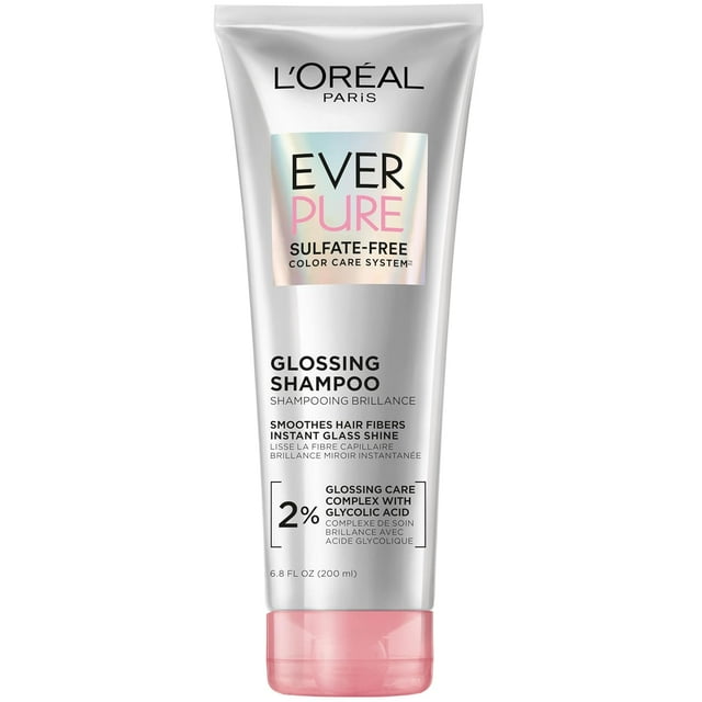 Glossing Sulfate Free Shampoo with Glycolic Acid, Hair Care for Lasting Shine and Smoothness for Dull, Dry Hair, EverPure, 6.8 Fl Oz