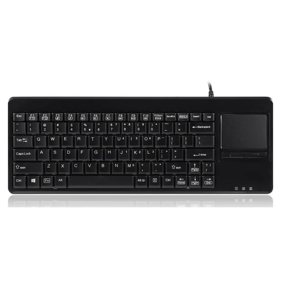 Perixx PERIBOARD-515H Wired USB Keyboard with Touchpad and 2 Hubs, Black, US English Layout