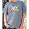 thumbnail image 3 of Olive Loves Apple 8th Birthday Rocket Astronaut Themed T-Shirts with Moon Balloon and Planets for Boys and Girls Granite Heather Shirt Youth Small, 3 of 5