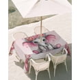 thumbnail image 3 of 54x80 Inch Outdoor Tablecloth with Umbrella Hole Zipper Rectangle Pink Elephant Rectangular Tablecloths Outside Waterproof Cute Wildlife Animals Watercolor Flowers Patio Table Cover for Picnic Party, 3 of 8