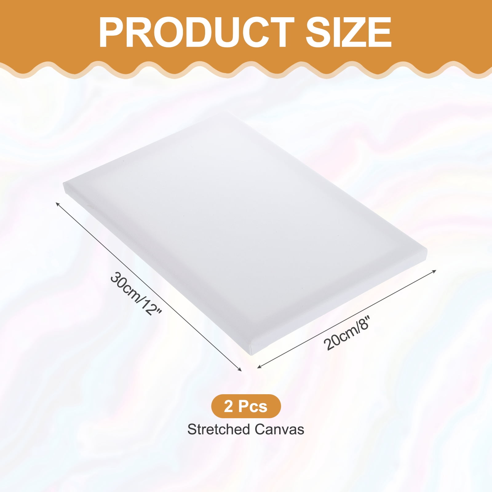 Uxcell 2 Pcs Stretched Canvas, 8x12" Artist Boards 4/5" Profile Cotton Panels,White