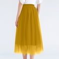thumbnail image 4 of Women's Tulle Skirts Midi Elastic High Waist Pleated Mesh Flowy A-Line Party Long Skirts Yellow S, 4 of 4