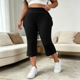 thumbnail image 5 of Khunlpohl Plus Size Capri Pants for Womens Yoga Workout Athletic Leggings Pant Baggy Elastic High Waist Trousers with Pockets, 5 of 7