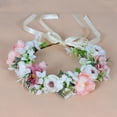 thumbnail image 3 of witspace Handmade Flower Headband Floral Crown, Bridal Hair Wreath Wedding Floral Garland Headpiece With Ribbon For Wedding Party Prom Photo Props (9.44 Inches), 3 of 4