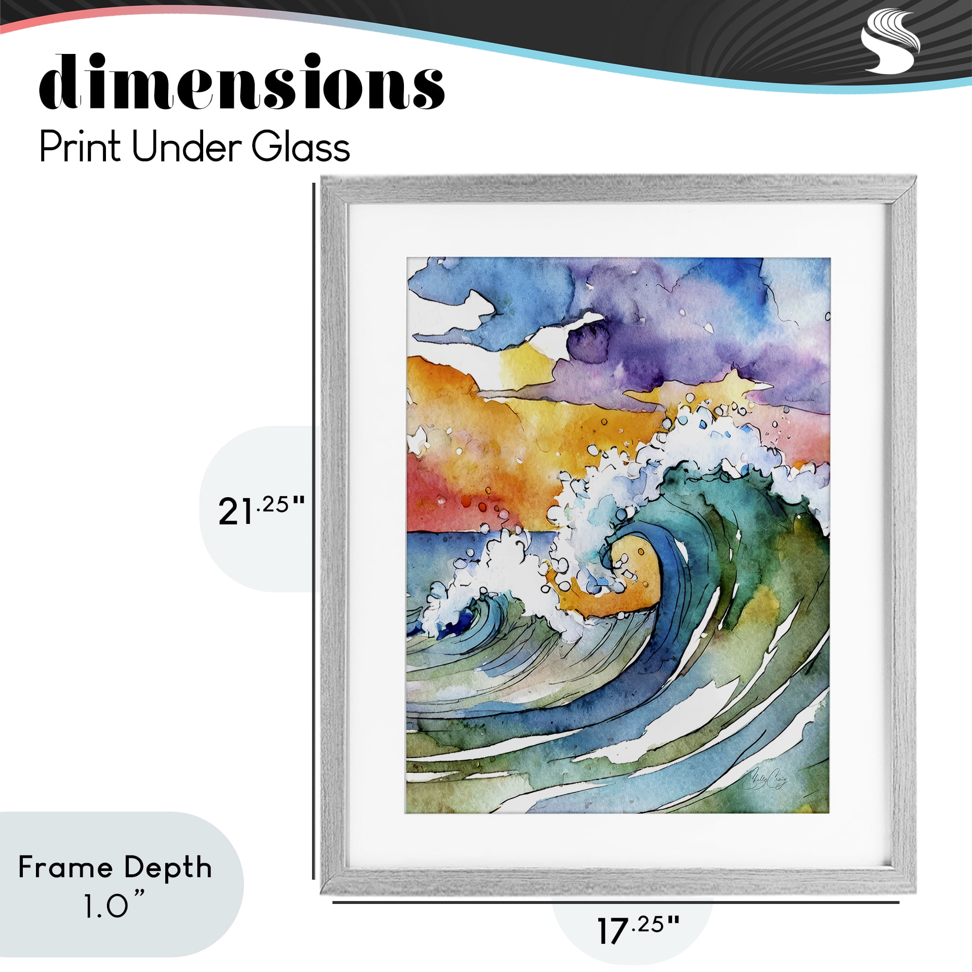 Stupell Industries Vibrant Sunrise Surf Gray Framed Print Under Glass, design by Shelly Craig