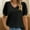 Black, variant on Womens Summer Casual Shirts Short Sleeve Tunic V Neck Trendy Blouses Tops