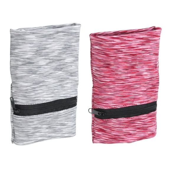 Wrist Pouch 6"x 4", Wrist Wallet Sports Wristband Wallet with Zipper Pocket for Running (Gray/Red, 2 Pcs)