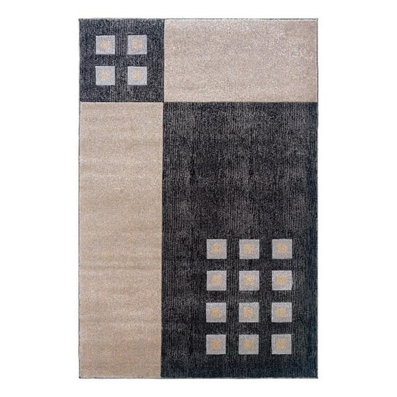 Linon Miso Wallace Machine Made Polypropylene 5'x7'6" Rug in Black