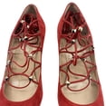 thumbnail image 4 of Valentino Women's Suede Rockstud Strappy Heels Red, 4 of 6