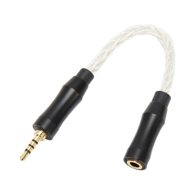 Cable de sonido de 3,5 mm a 2,5 mm hembra a macho Núcleo de cobre y cristal único Cable adaptador de auriculares de sonido sin pérdidas de 8 hebras 5,5 pulgadas Plata
