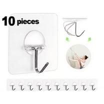 Self-Adhesive Hooks, Heavy Duty Transparent Wall Hooks for Towel, Coat, Keys, Bathroom, Kitchen, Door - 10 Pack