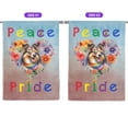 thumbnail image 2 of Peace Love Pride Collie with Rainbow Sunglasses LGBT LGBTQ+ House Flag 28x40in Double Sided Collie Dog Lover Gifts Idea Outdoor Decor - 01004, 2 of 5