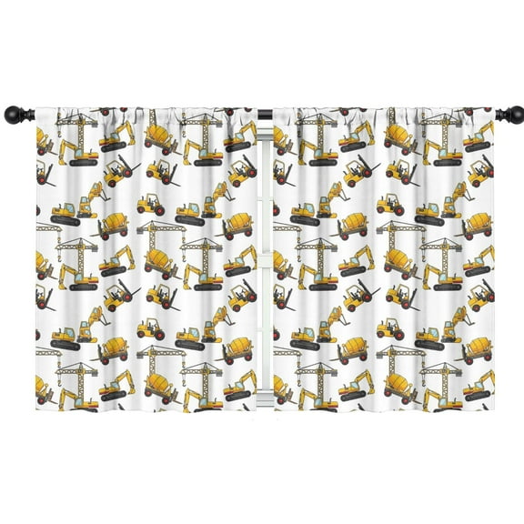 Blackout Kids Curtains,Cartoon Construction Vehicles Forklifts Childrens Insulated Curtains Set Of 2,Bedroom Essentials,Toddler Room Decor 42"x54"