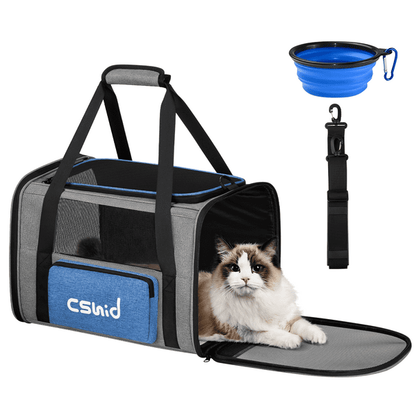 Cat Carriers for Large Cats up to 20 lbs, Pet Cat Carrier with a Bowl