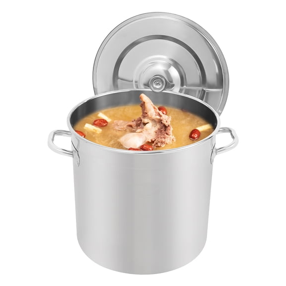 Large Stock Pot with Lid, 304 Stainless Steel Cooking Pot, Stew Pot, Simmering Pot with Ergonomic Handles,Compatible with Induction, Gas(33L/34.8Qt)