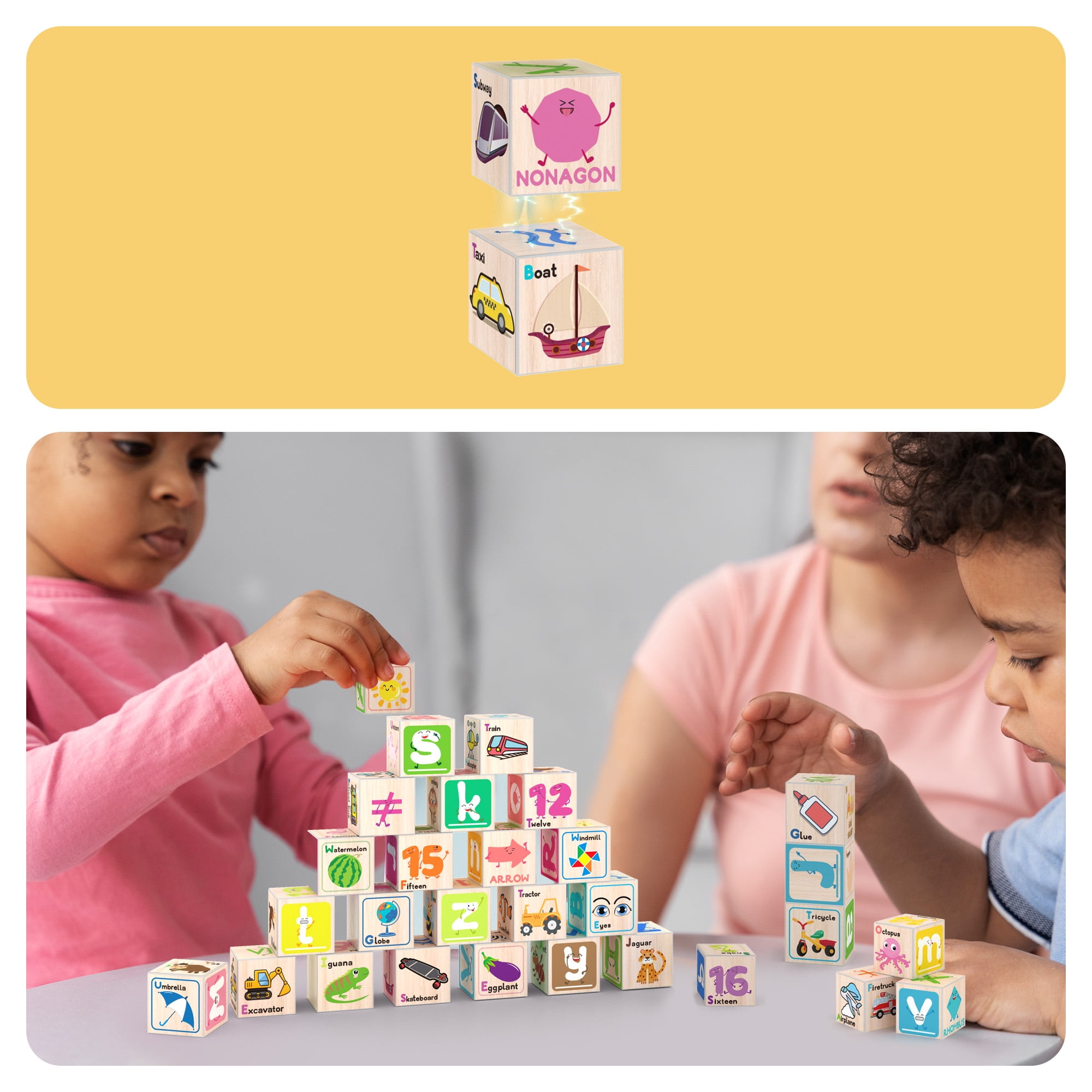 PicassoTiles 36PCS 1" Magnetic Puzzle Cubes, 216 Patterns, Alphabet, Numbers & Shapes STEM Educational Sensory Building Toy for Kids 3+